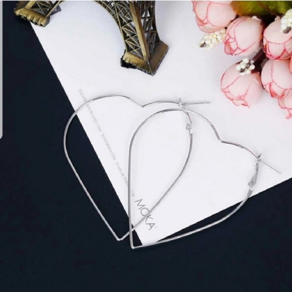 Heart Shaped Hoops Silver